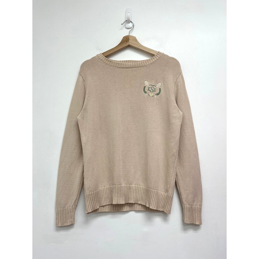 Kiel James Patrick Newport Tennis Club Embroidered Monogram Preppy Sweater - Med